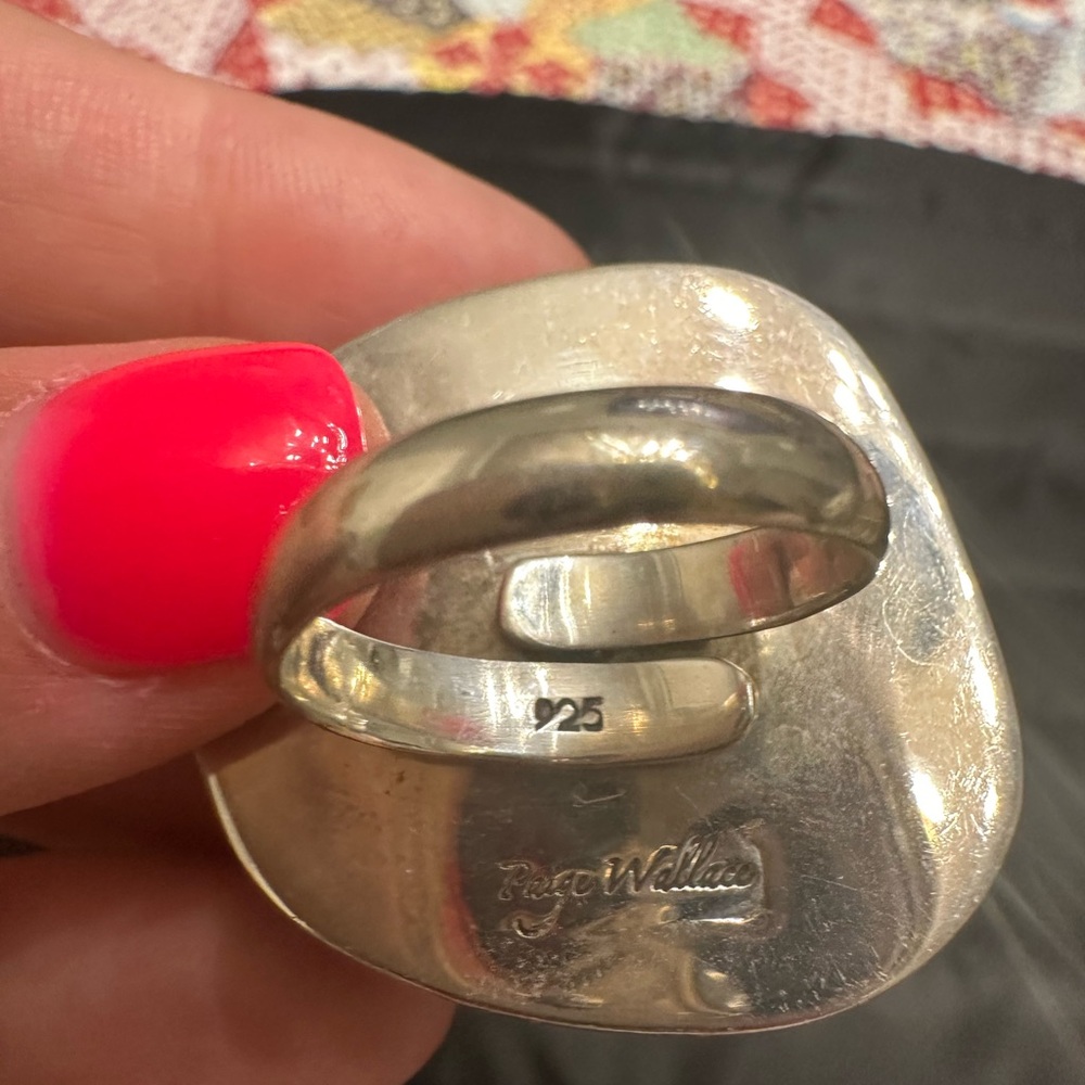 Signed 925 Silver & Red Ring - image 6